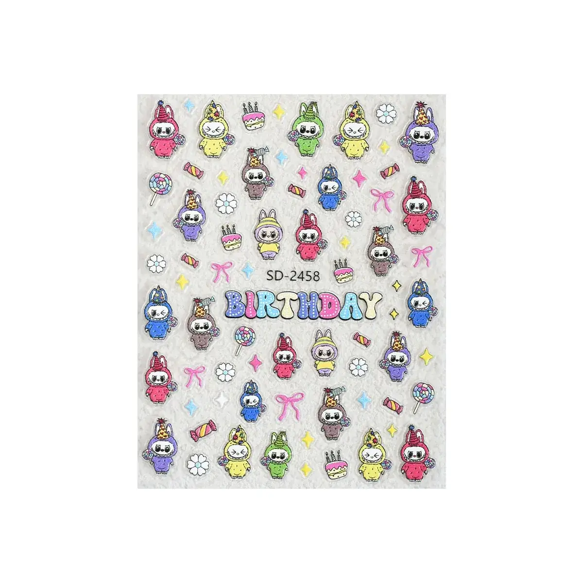 Cute 3D Plush Doll Nail Stickers 5D Embossed - Image 14