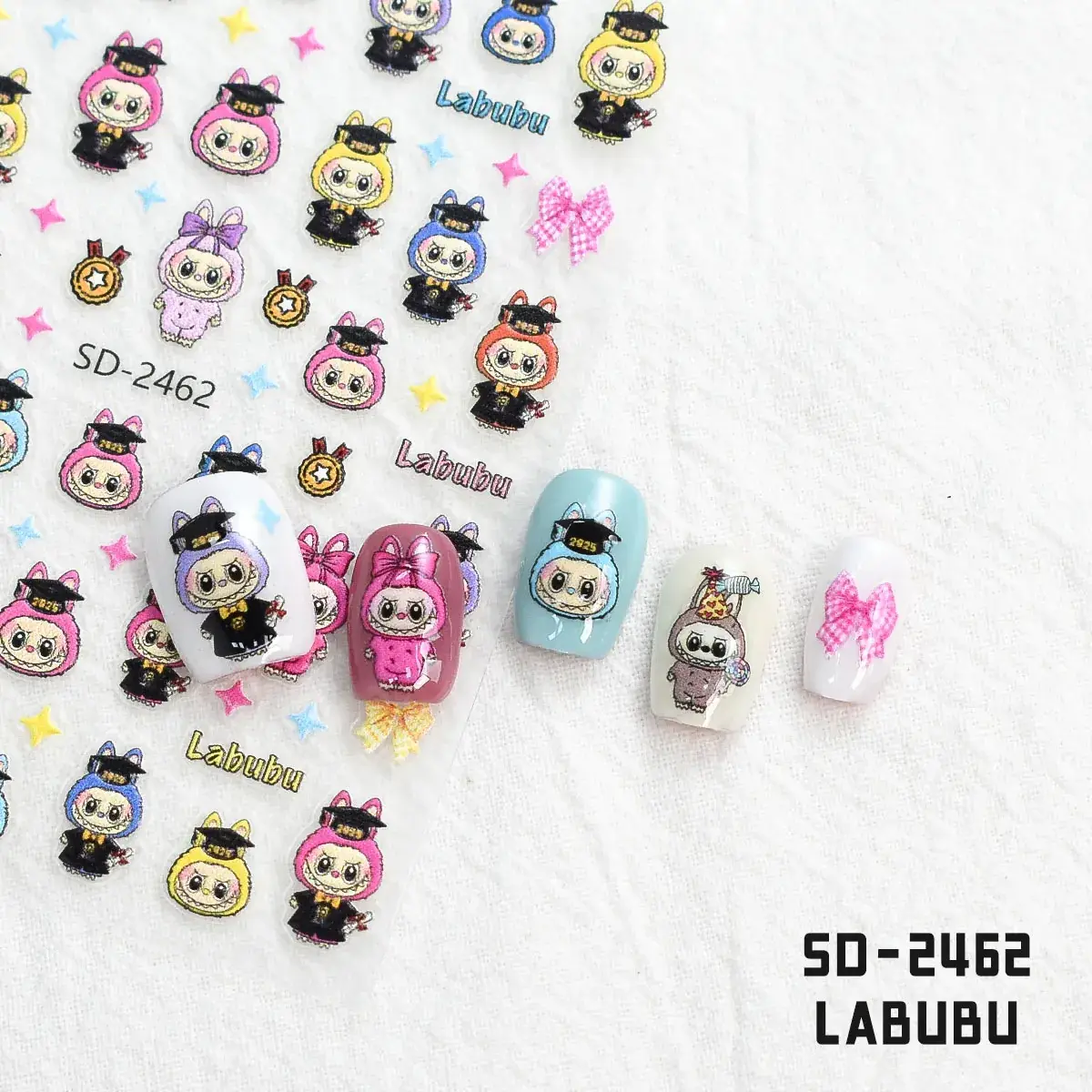 Cute 3D Plush Doll Nail Stickers 5D Embossed — feature 17