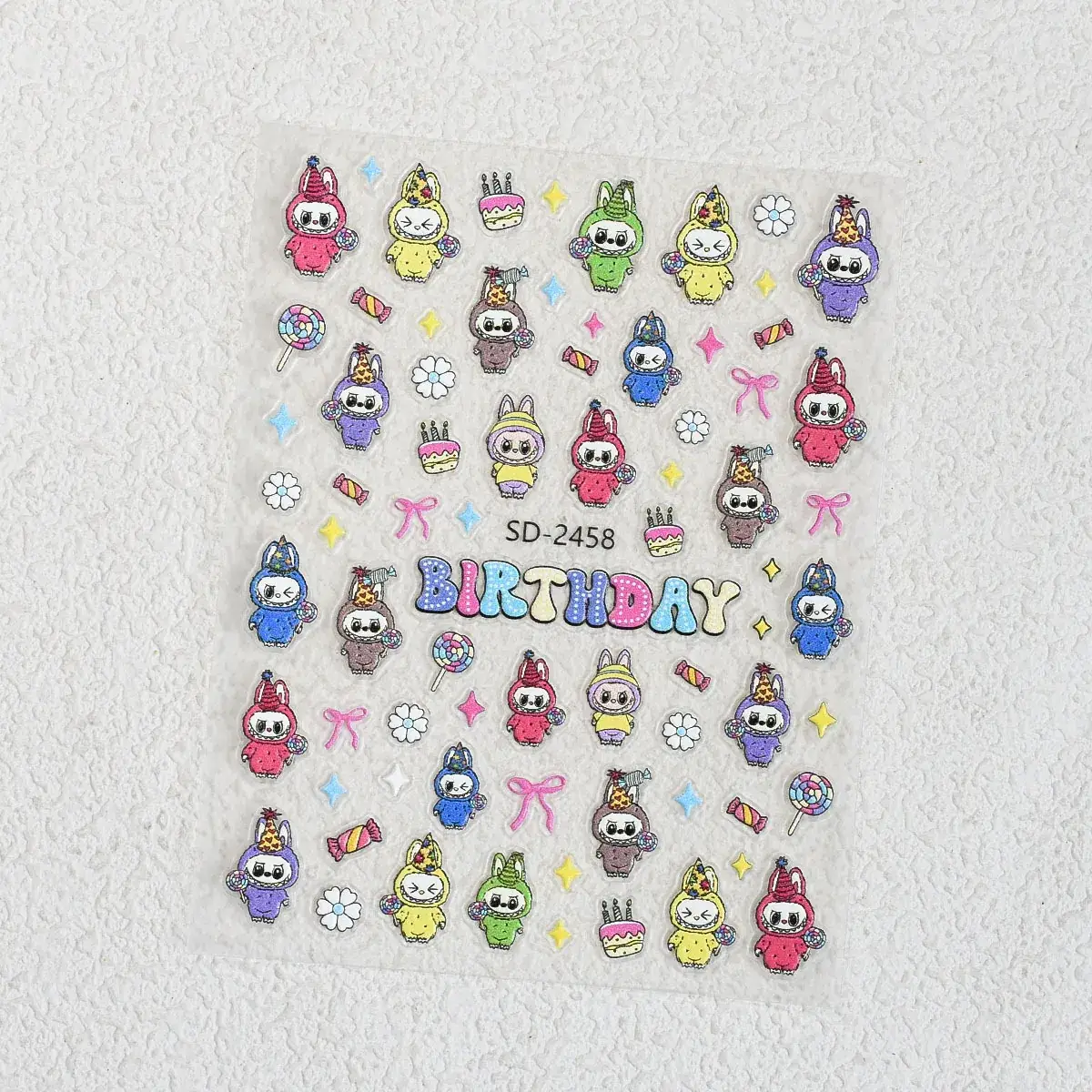 Cute 3D Plush Doll Nail Stickers 5D Embossed - Image 2
