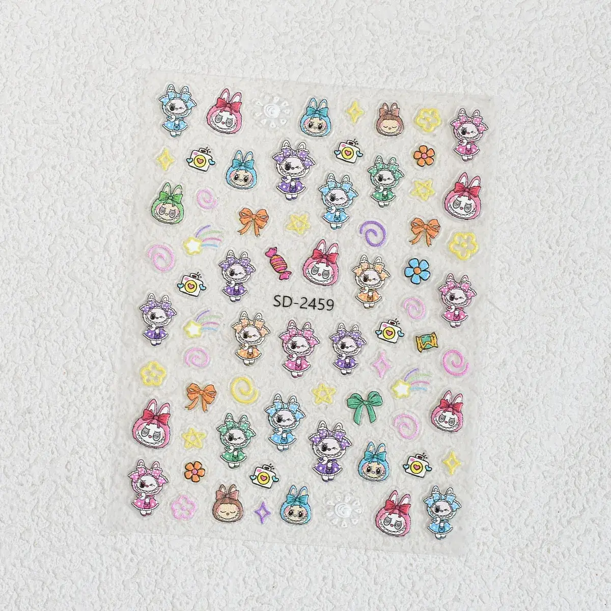Cute 3D Plush Doll Nail Stickers 5D Embossed - Image 3
