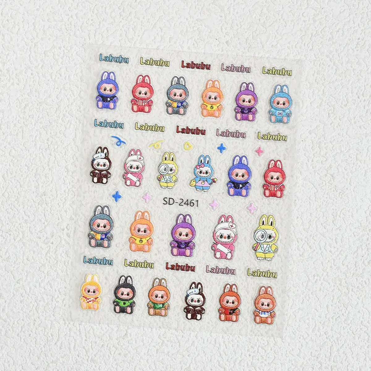 Cute 3D Plush Doll Nail Stickers 5D Embossed - Image 5