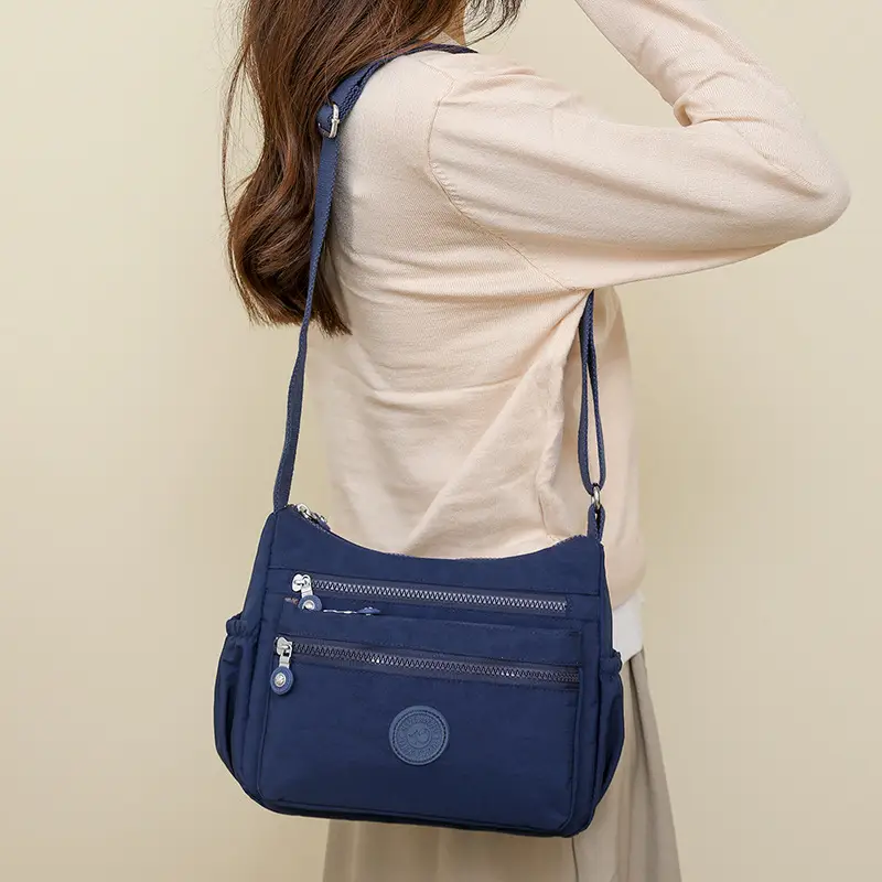 Trendy Women's Crossbody Bag Light Pink Nylon Outdoor Commuter - Image 10