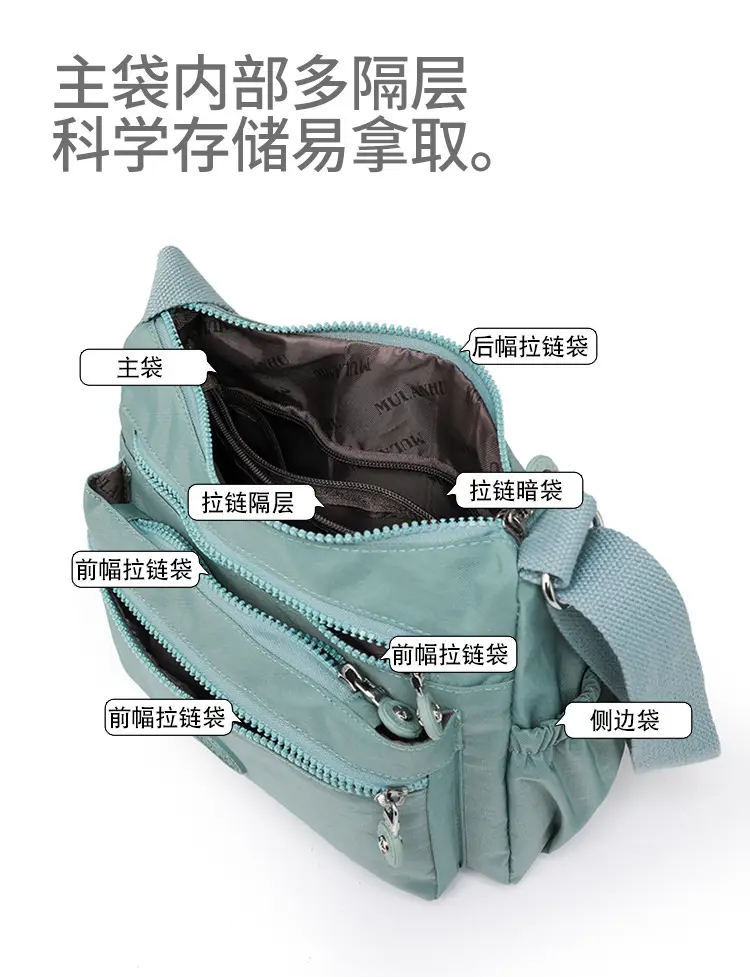 Trendy Women's Crossbody Bag Light Pink Nylon Outdoor Commuter — feature 13