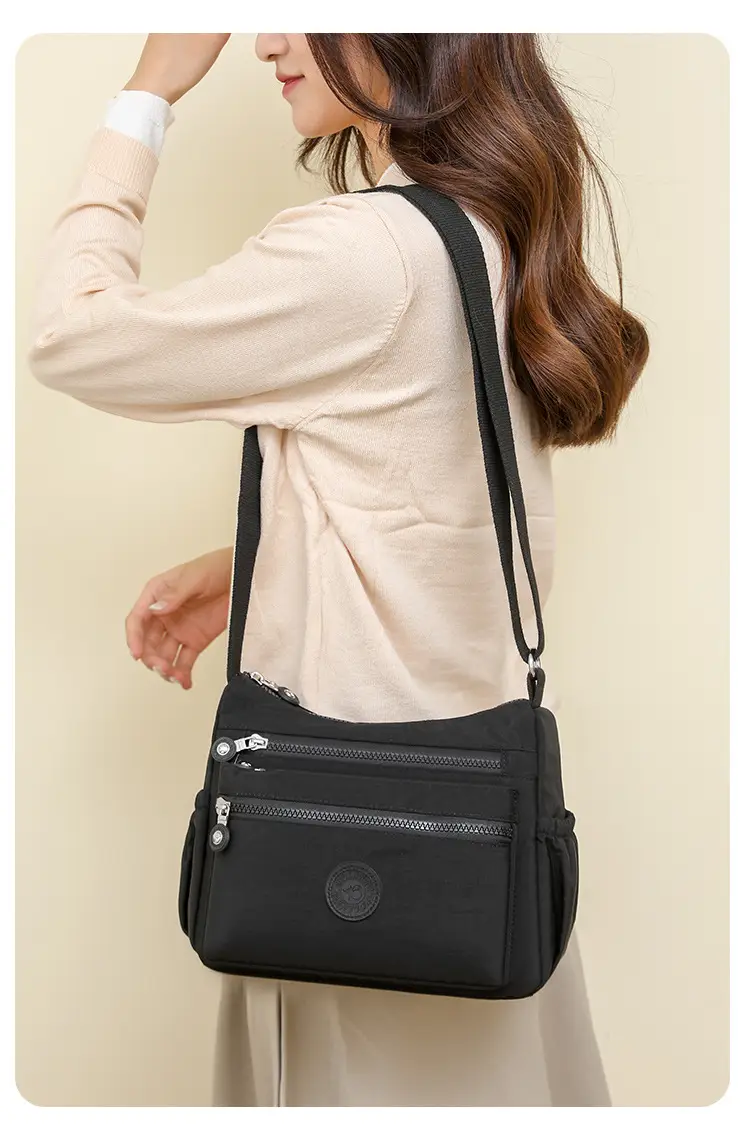 Trendy Women's Crossbody Bag Light Pink Nylon Outdoor Commuter — feature 16