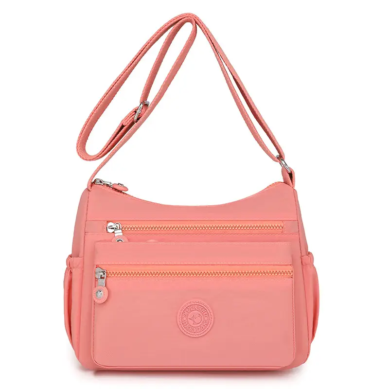 Trendy Women's Crossbody Bag Light Pink Nylon Outdoor Commuter - Image 5