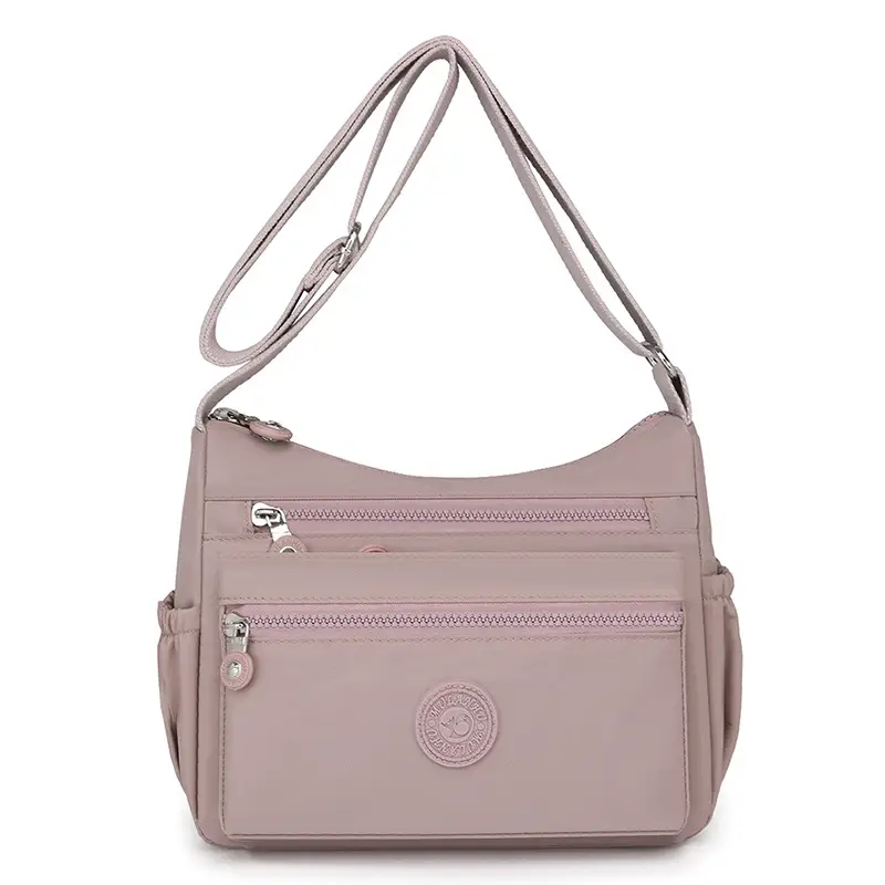 Trendy Women's Crossbody Bag Light Pink Nylon Outdoor Commuter - Image 8
