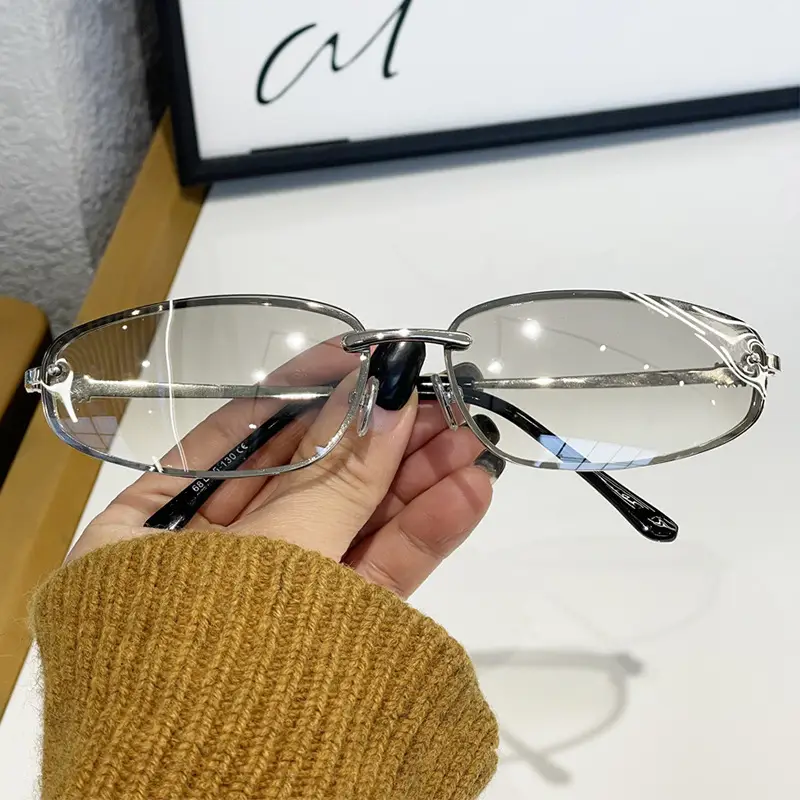 2025 Women Rimless Narrow Frame Sunglasses Y2K Style - Image 5