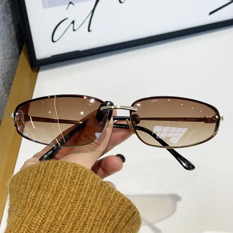 2025 Women Rimless Narrow Frame Sunglasses Y2K Style - Image 7