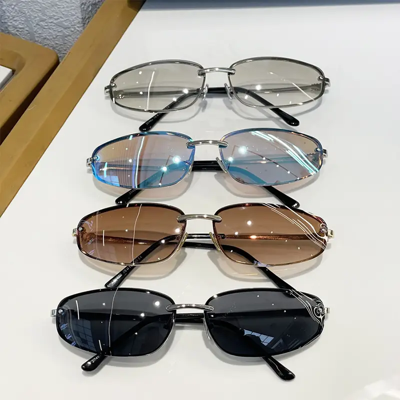 2025 Women Rimless Narrow Frame Sunglasses Y2K Style - Image 8