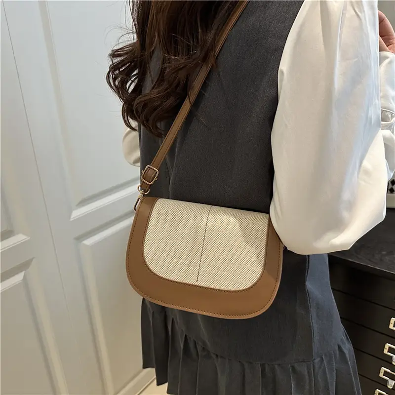 Women's Retro Crossbody Bag Black Beige 2025 - Image 4