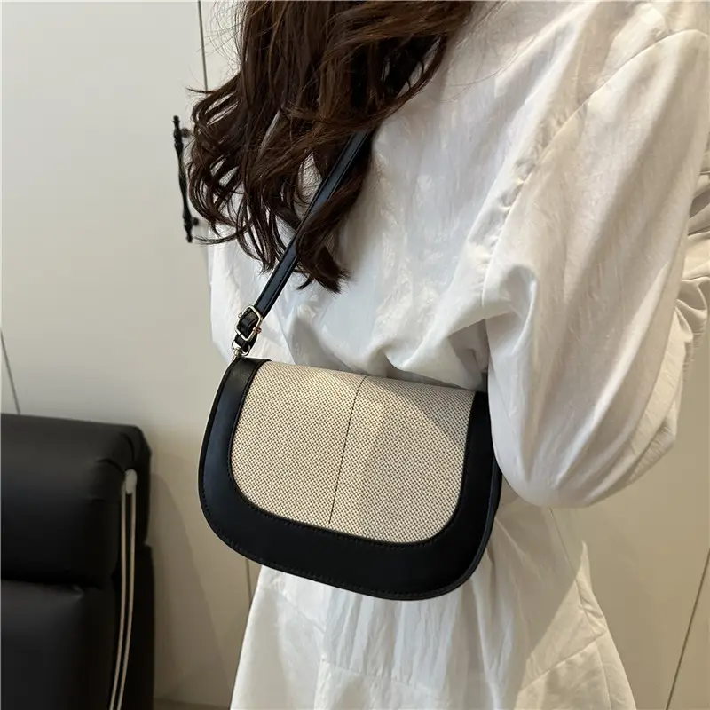 Women's Retro Crossbody Bag Black Beige 2025 - Image 5