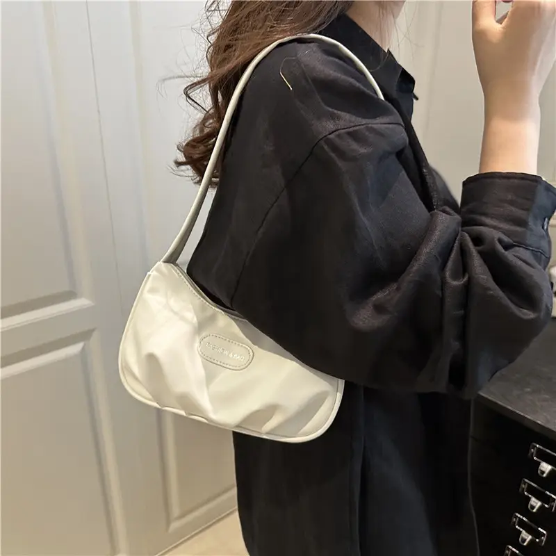 Women's White Shoulder Bag with Embroidered Logo - Image 5