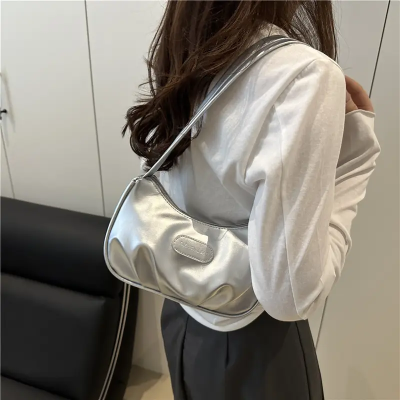 Women's White Shoulder Bag with Embroidered Logo - Image 7