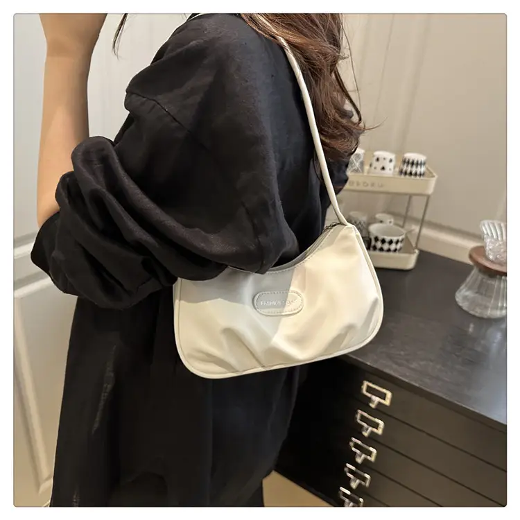 Women's White Shoulder Bag with Embroidered Logo — feature 12