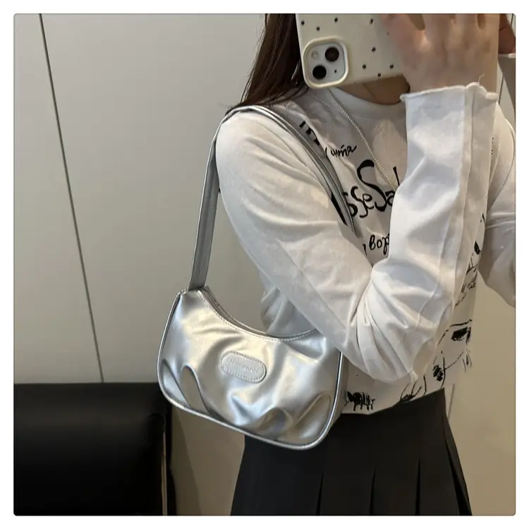 Women's White Shoulder Bag with Embroidered Logo — feature 15