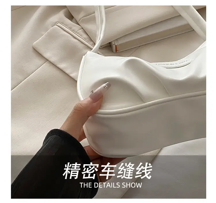 Women's White Shoulder Bag with Embroidered Logo — feature 7