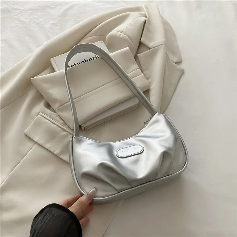 Women's White Shoulder Bag with Embroidered Logo - Image 3