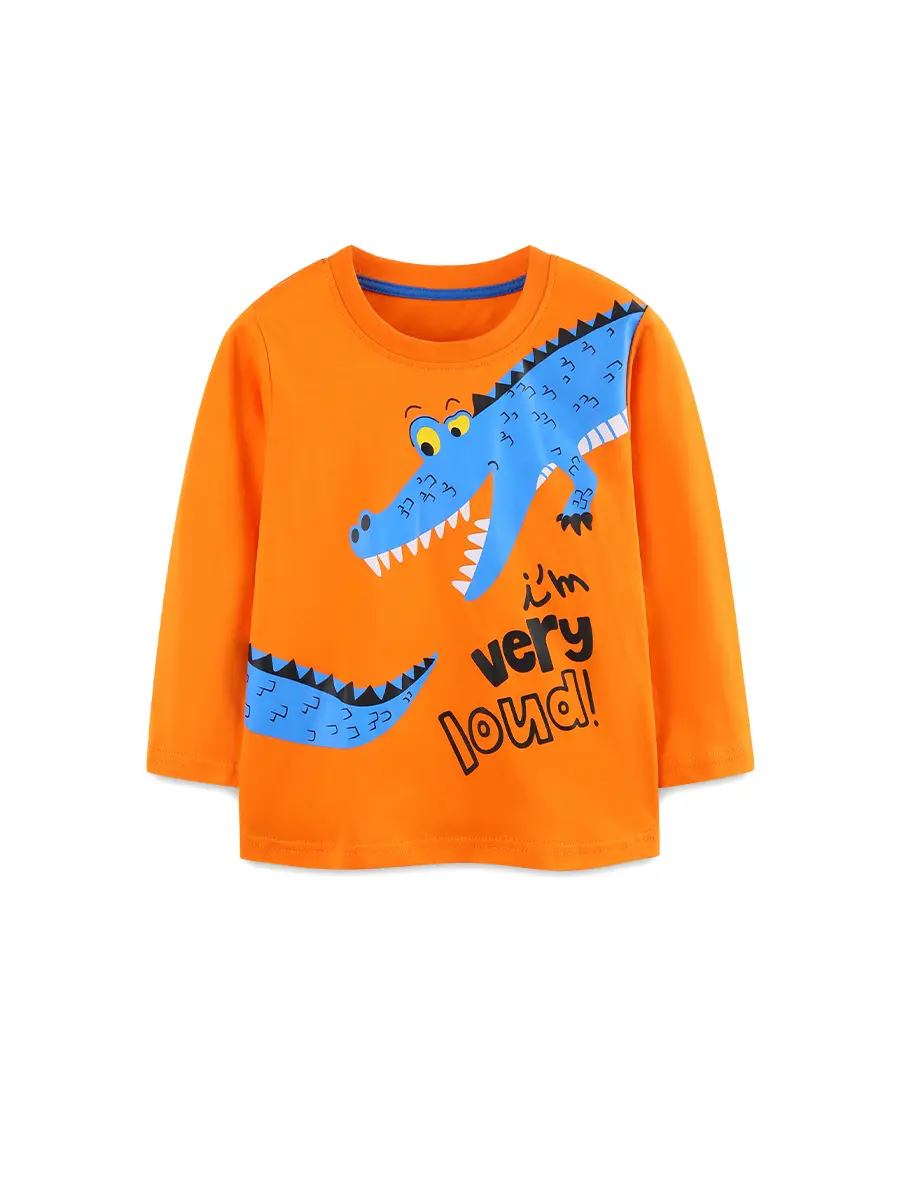 Kids T-Shirt Orange Croc Print Long Sleeve Knitted Cotton