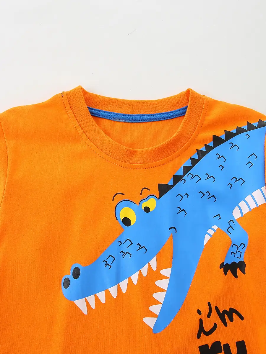Kids T-Shirt Orange Croc Print Long Sleeve Knitted Cotton