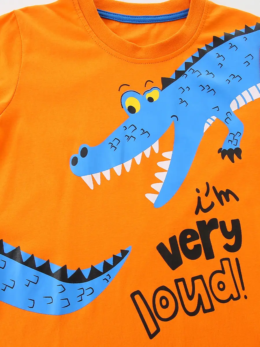 Kids T-Shirt Orange Croc Print Long Sleeve Knitted Cotton