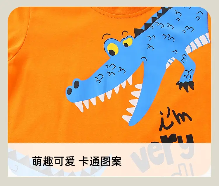 Kids T-Shirt Orange Croc Print Long Sleeve Knitted Cotton — feature 24