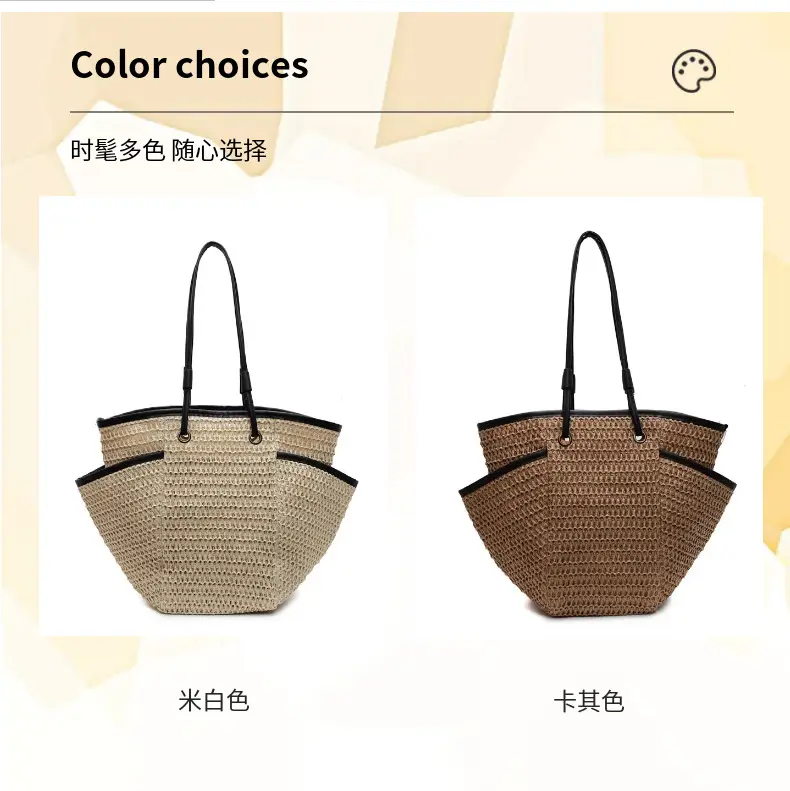 Women Straw Bag 2025 Seaside Vacation Casual Shoulder Bag — feature 3