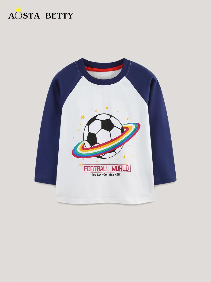 European American Boys Long Sleeve T-Shirt Football Design - Image 3