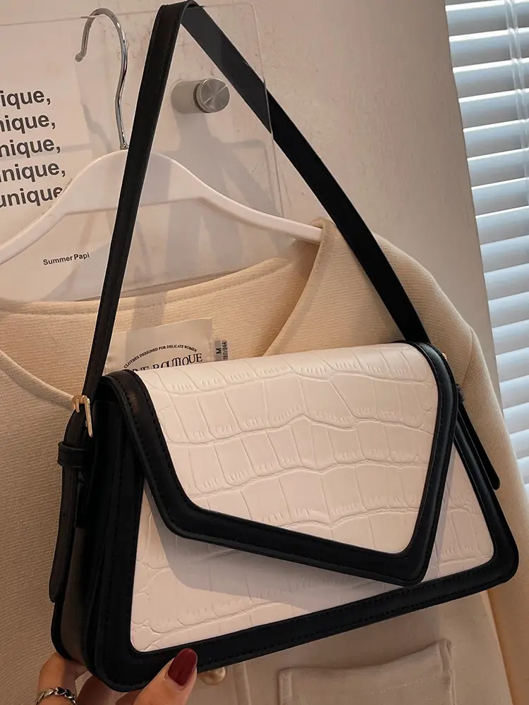 2025 New Summer Armpit Bag White Black Croc Texture