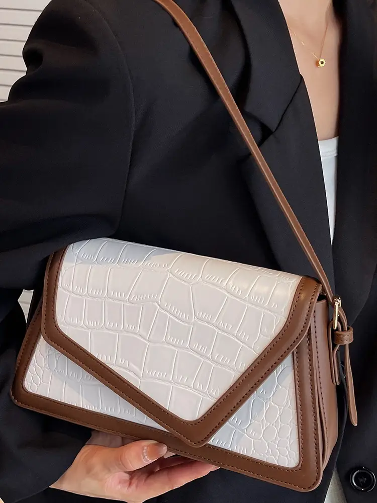 2025 New Summer Armpit Bag White Black Croc Texture