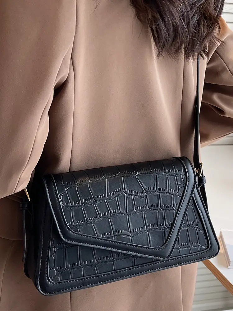 2025 New Summer Armpit Bag White Black Croc Texture