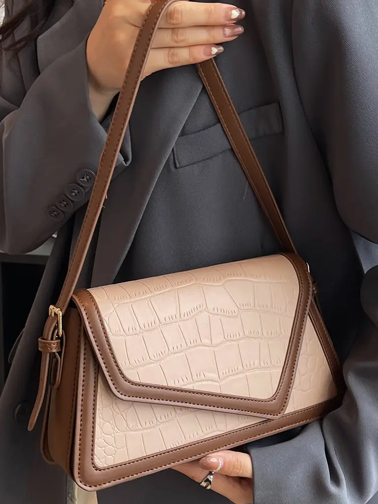 2025 New Summer Armpit Bag White Black Croc Texture