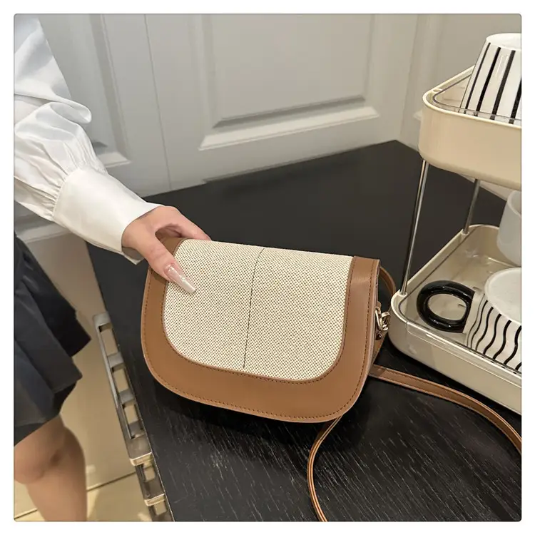 Women's Black Beige Crossbody Bag with Adjustable Strap — feature 10