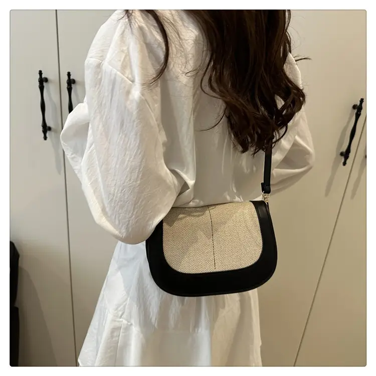 Women's Black Beige Crossbody Bag with Adjustable Strap — feature 15