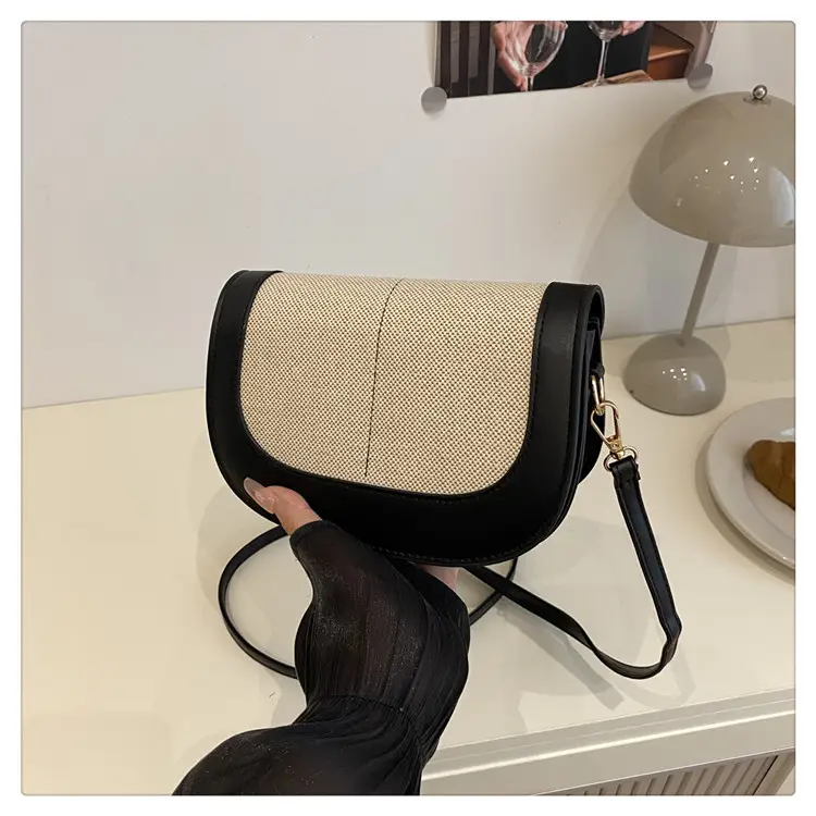Women's Black Beige Crossbody Bag with Adjustable Strap — feature 21