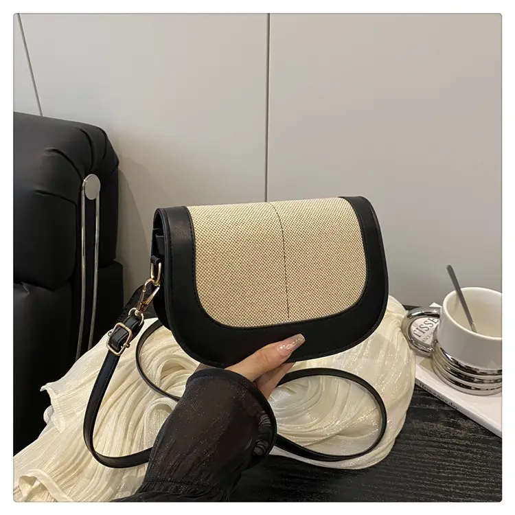 Women's Black Beige Crossbody Bag with Adjustable Strap — feature 25