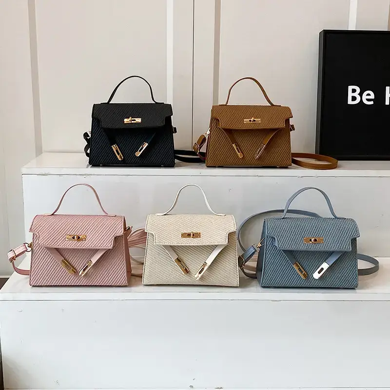 Niche High-End Textured Crossbody Bag White Gold - Image 7