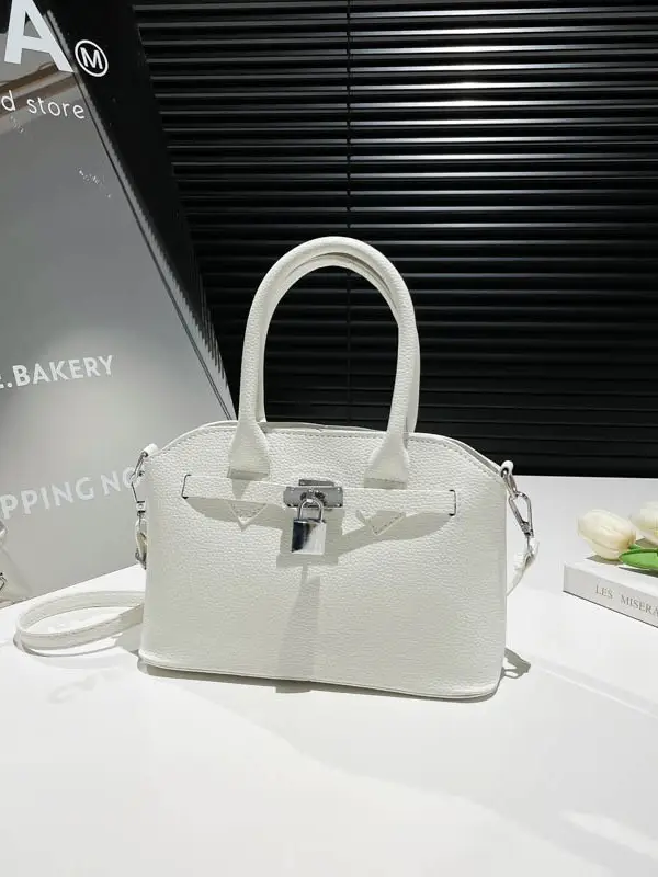 Yellow Korean Style Women's Shoulder Bag with Lock Closure - Image 8