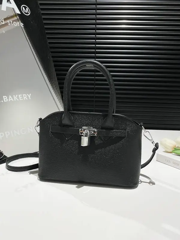 Yellow Korean Style Women's Shoulder Bag with Lock Closure - Image 9