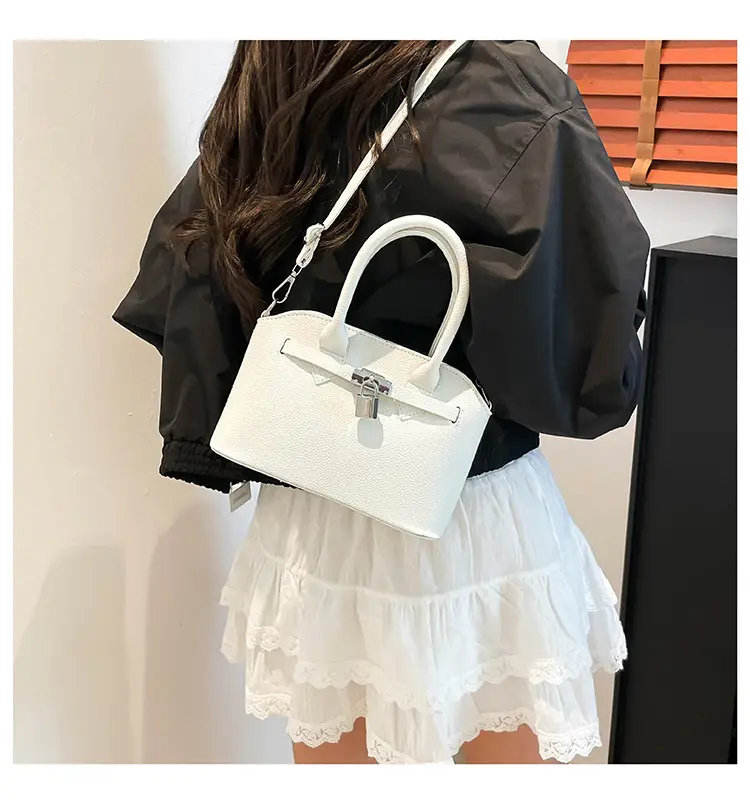Yellow Korean Style Women's Shoulder Bag with Lock Closure — feature 11
