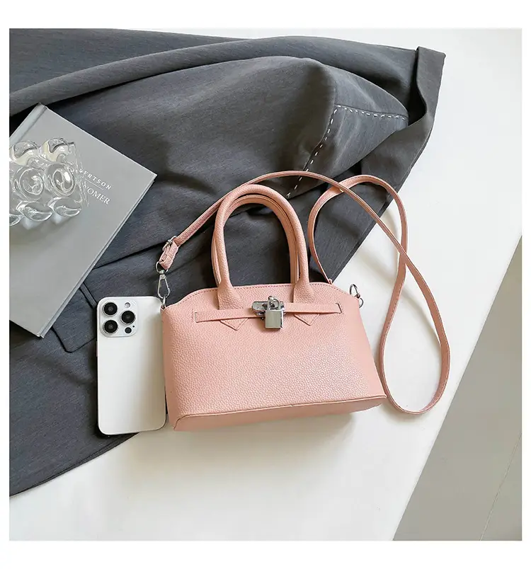 Yellow Korean Style Women's Shoulder Bag with Lock Closure — feature 15