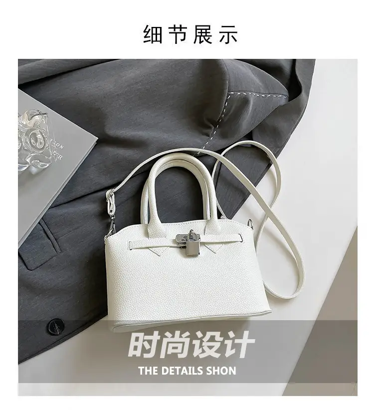 Yellow Korean Style Women's Shoulder Bag with Lock Closure — feature 2