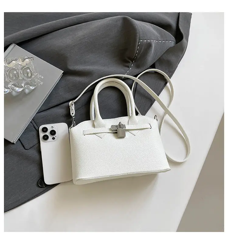 Yellow Korean Style Women's Shoulder Bag with Lock Closure — feature 24