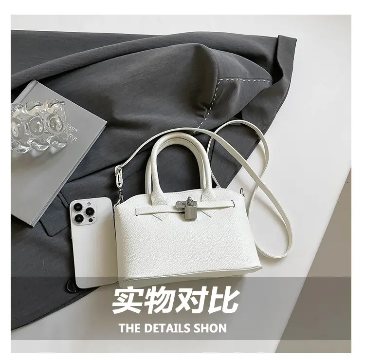 Yellow Korean Style Women's Shoulder Bag with Lock Closure — feature 5
