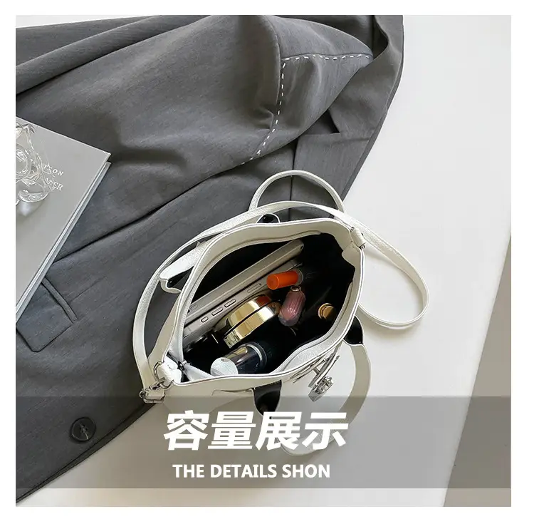 Yellow Korean Style Women's Shoulder Bag with Lock Closure — feature 6