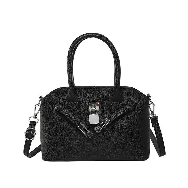Yellow Korean Style Women's Shoulder Bag with Lock Closure
