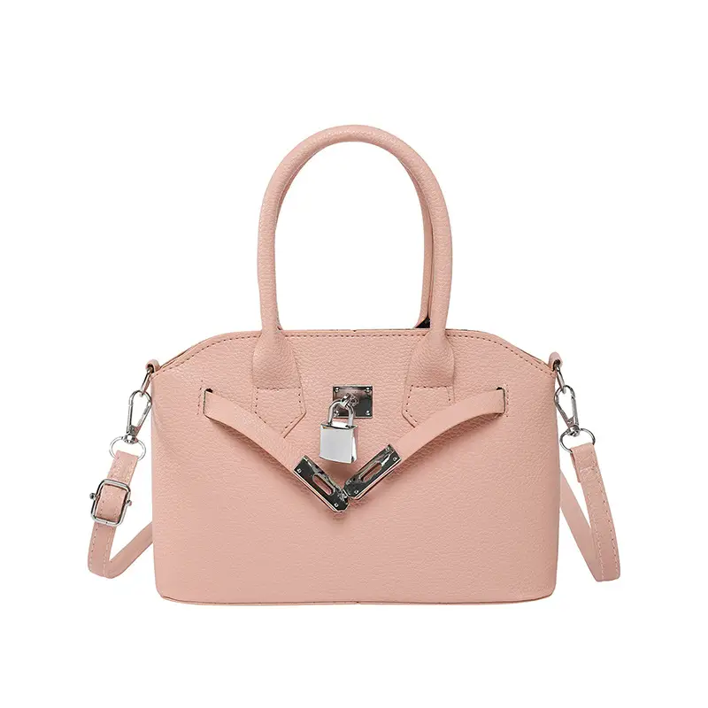 Yellow Korean Style Women's Shoulder Bag with Lock Closure - Image 4