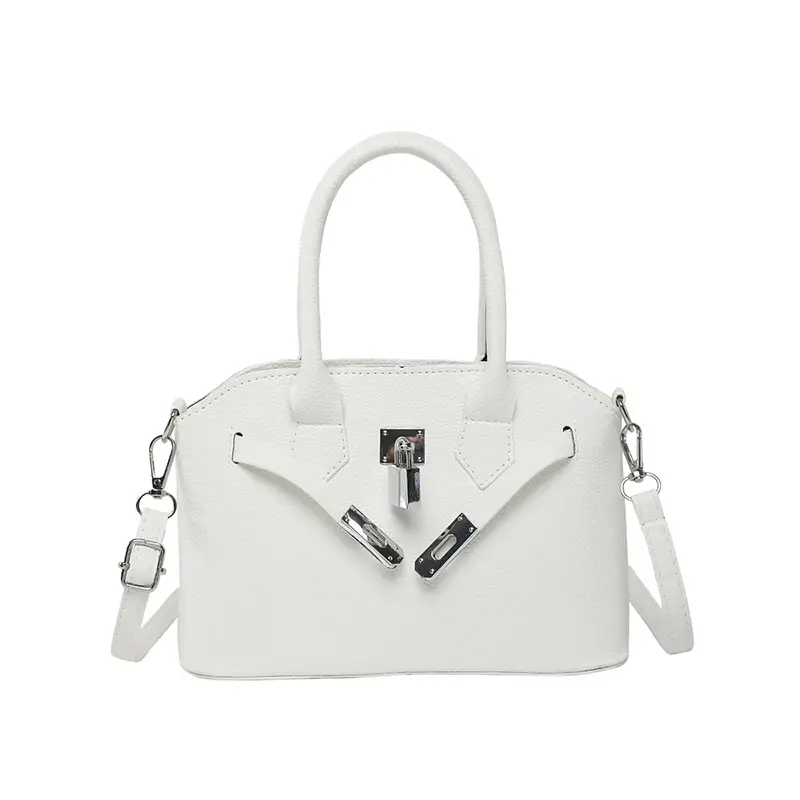 Yellow Korean Style Women's Shoulder Bag with Lock Closure - Image 5