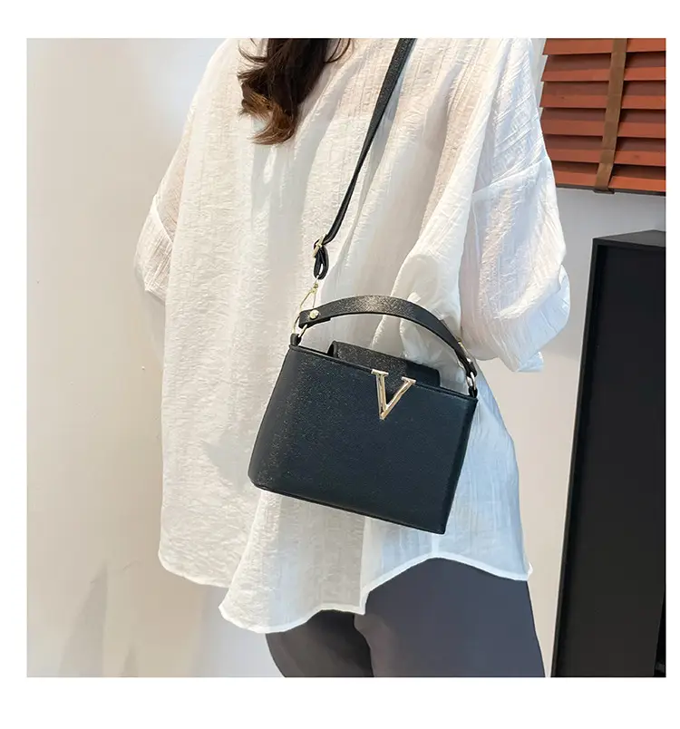 Black Gold V-Logo One Shoulder Crossbody Bag — feature 10