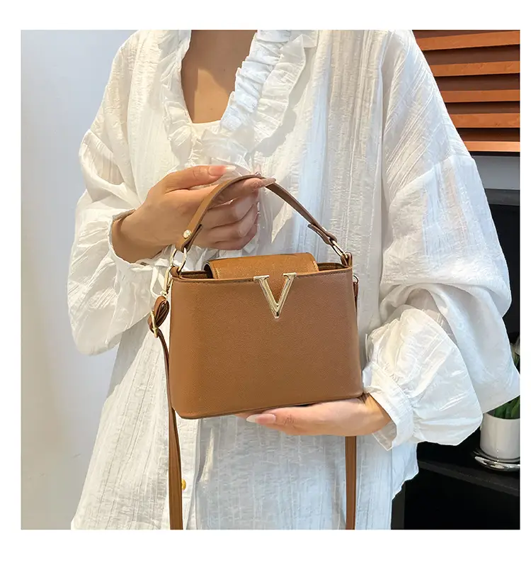 Black Gold V-Logo One Shoulder Crossbody Bag — feature 13