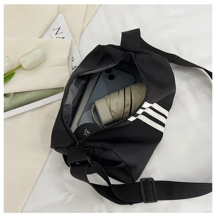 Blue Striped Nylon Fitness Bag for Women Large Capacity — feature 5